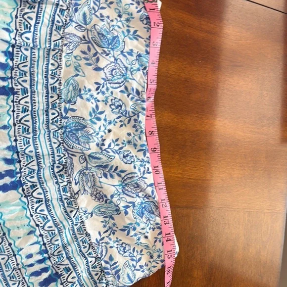 Chaps Blue and Cream Floral A-Line Skirt - Picture 3 of 5